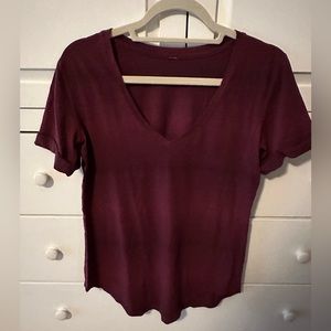 Maroon Striped Lululemon Shirt (Sz 6)